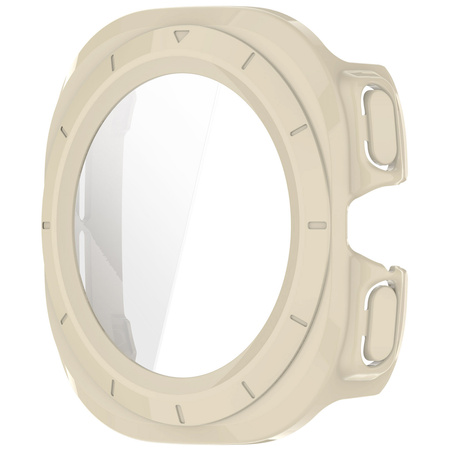 Etui ze szkłem do zegarka Bizon Case+Glass Watch do Galaxy Watch Ultra 47 mm, beżowe