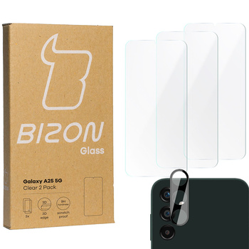 3x Szkło + szybka na aparat BIZON Clear 2 Pack do Galaxy A25 5G