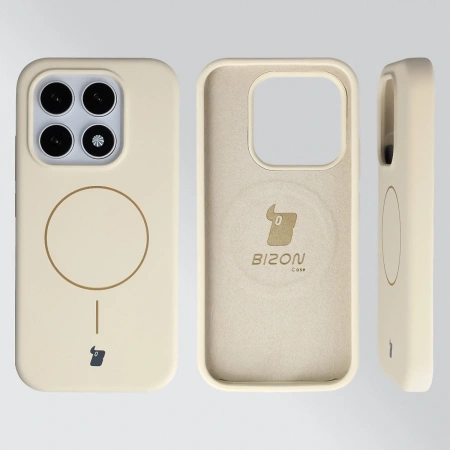 Silikonowe etui z pierścieniem magnetycznym Bizon Soft Case Magnetic do Xiaomi 17, écru