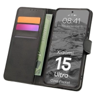 Etui z klapką Bizon Case Pocket do Xiaomi 15 Ultra, czarne