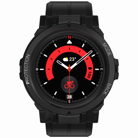 Etui z paskiem Bizon Strap + Case Watch Action Pro do Samsung Galaxy Watch 5 Pro 45 mm, czarne