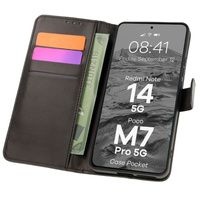 Etui z klapką Bizon Case Pocket do Xiaomi Redmi Note 14 5G / Poco M7 Pro 5G, czarne