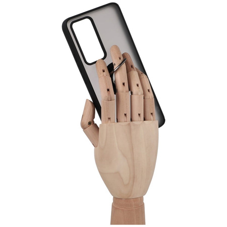 Etui z uchwytem na palec Bizon Case Hybrid Ring do Xiaomi 12T / 12T Pro, przydymione z czarną ramką