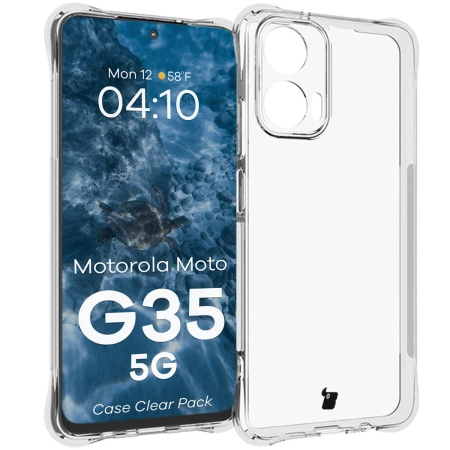 Elastyczne etui + 2x folia na ekran Bizon Case Clear Pack do Motorola Moto G35 5G