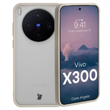 Etui Bizon Case Angelo do Vivo X300, półprzezroczyste z beżową ramką