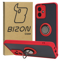Etui z uchwytem na palec Bizon Case Hybrid Ring do Motorola Moto G54 5G/G54 Power, przydymione z czerwoną ramką