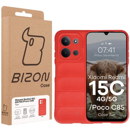 Pancerne etui Bizon Case Tur do Xiaomi Redmi 15C 4G / 5G / POCO C85 4G, czerwone