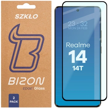 Szkło hartowane Bizon Glass Edge Duo do Realme 14 5G / 14T 5G, czarna ramka, 2 sztuki