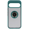 Etui z uchwytem na palec Bizon Case Hybrid Ring do Google Pixel 10 / 10 Pro, przydymione z ciemnozieloną ramką