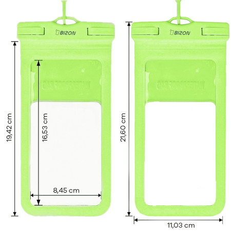 Etui wodoszczelne Bizon Case Hydrowrap, 2 sztuki, zielone
