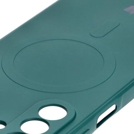 Silikonowe etui z pierścieniem magnetycznym Bizon Case Silicone Magnetic Sq do Galaxy A26 5G, ciemnozielone