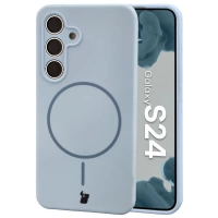Silikonowe etui z pierścieniem magnetycznym Bizon Soft Case Magnetic do Galaxy S24, błękitne