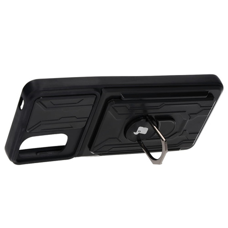 Etui Bizon Case Camshield Card Slot Ring do Moto G22, czarne