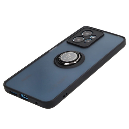 Etui z uchwytem na palec Bizon Case Hybrid Ring do Xiaomi Redmi Note 12 4G, przydymione z czarną ramką