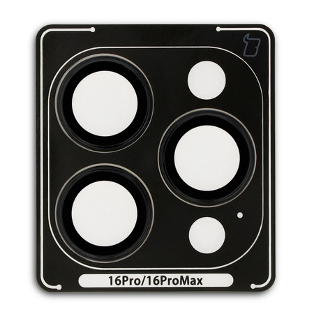 Szkło hartowane na aparat z aplikatorem Bizon Glass Snap Lens do iPhone 16 Pro/16 Pro Max, 1 zestaw, czarna ramka