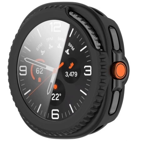 Etui ze szkłem do zegarka Bizon Case Watch Adamo do Samsung Galaxy Watch 8 Classic 46 mm, matowe czarne