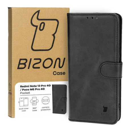 Etui z klapką Bizon Case Pocket do Xiaomi Poco M6 Pro 4G / Xiaomi Redmi Note 13 Pro 4G, czarne