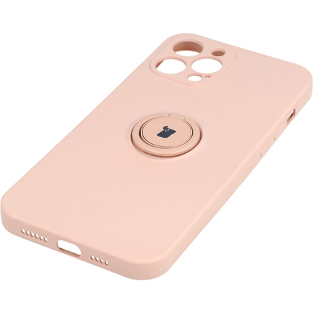 Etui Bizon Case Silicone Ring do iPhone 12 Pro Max, jasnoróżowe