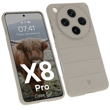 Pancerne etui Bizon Case Tur do Oppo Find X8 Pro, jasnoszare
