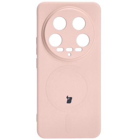 Etui Bizon Case Silicone Magnetic Sq do Xiaomi 14 Ultra, jasnoróżowe