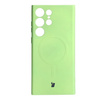 Etui silikonowe z pierścieniem magnetycznym Bizon Case Silicone Magnetic do Galaxy S23 Ultra, jasnozielone