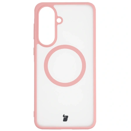 Etui z pierścieniem magnetycznym Bizon Case MatteO do Galaxy A57 5G, przydymione-jasnoróżowe