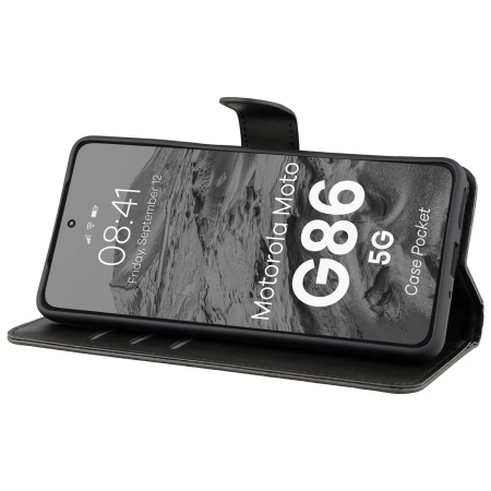 Etui z klapką Bizon Case Pocket do Motorola Moto G86 5G, czarne