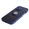 Etui z uchwytem na palec Bizon Case Hybrid Ring do iPhone 15, przydymione z granatową ramką