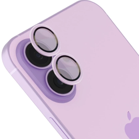 Szkło na aparat z aplikatorem Bizon Glass Snap Lens do iPhone 17, 1 zestaw, lawendowa ramka