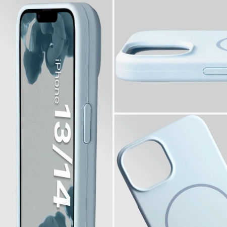 Silikonowe etui z pierścieniem magnetycznym Bizon Soft Case Magnetic do iPhone 14/13, błękitne