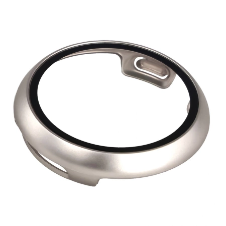 Etui ze szkłem do zegarka Bizon Case Watch Adamo do Google Pixel Watch 4 45 mm, satynowo szampańskie