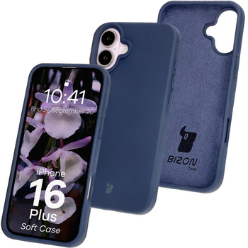 Silikonowe etui Bizon Soft Case do iPhone 16 Plus, ciemnoniebieskie