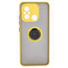Etui z uchwytem na palec Bizon Case Hybrid Ring do Xiaomi Redmi 12C, przydymione z żółtą ramką