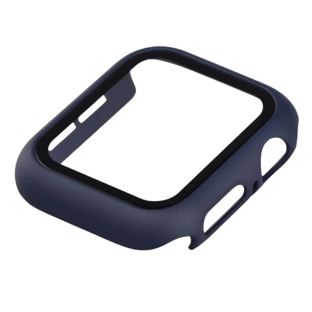 Etui ze szkłem do zegarka Bizon Case Watch Adamo do Apple Watch SE 3 / SE 2 / SE / 6 / 5 / 4 (40 mm), matowe granatowe