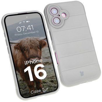 Pancerne etui Bizon Case Tur do iPhone 16, jasnoszare
