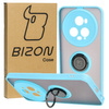 Etui z uchwytem na palec Bizon Case Hybrid Ring do Honor Magic5 Pro, przydymione z jasnoniebieską ramką