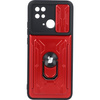 Etui Bizon Case Camshield Card Slot Ring do Xiaomi Redmi 10C, czerwone