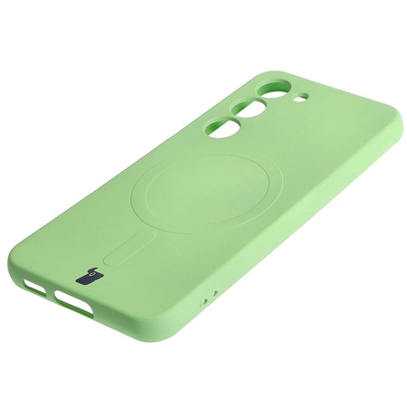 Etui silikonowe z pierścieniem magnetycznym Bizon Case Silicone Magnetic do Galaxy S23, jasnozielone