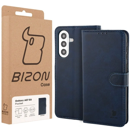 Etui z klapką Bizon Case Pocket do Galaxy A57 5G, granatowe
