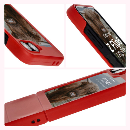 Pancerne etui Bizon Case Tur do Galaxy Z Flip7 FE / Z Flip6, czerwone