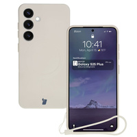 Silikonowe etui z pierścieniem magnetycznym Bizon Case Silicone Magnetic do Galaxy S25 Plus / S24 Plus, beżowe