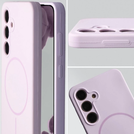 Silikonowe etui z pierścieniem magnetycznym Bizon Soft Case Magnetic do Galaxy S24, jasnofioletowe