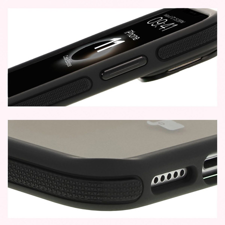 Etui z podstawką i pierścieniem magnetycznym Bizon Case Eclipse do iPhone 11, przydymione z czarną ramką