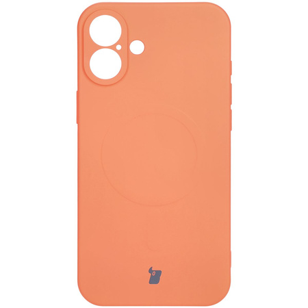 Silikonowe etui z pierścieniem magnetycznym Bizon Case Silicone Magnetic do iPhone 16 Plus, marchewkowe