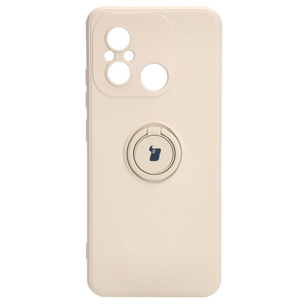 Etui Bizon Case Silicone Ring Sq do Xiaomi Redmi 12C, beżowe
