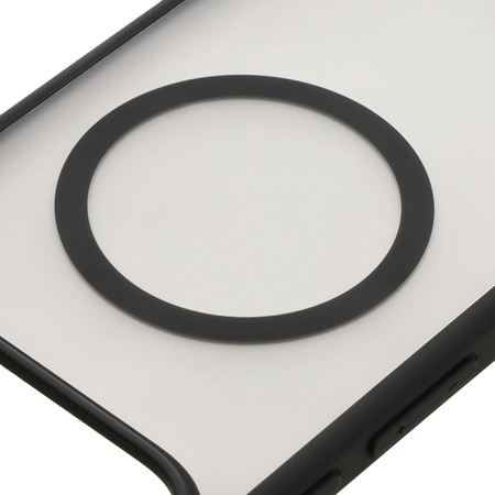 Etui z pierścieniem magnetycznym Bizon Case MatteO do Google Pixel 9 Pro XL, półprzezroczyste z czarną ramką