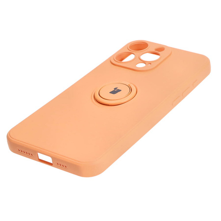 Etui Bizon Case Silicone Ring Sq do iPhone 15 Pro Max, pomarańczowe