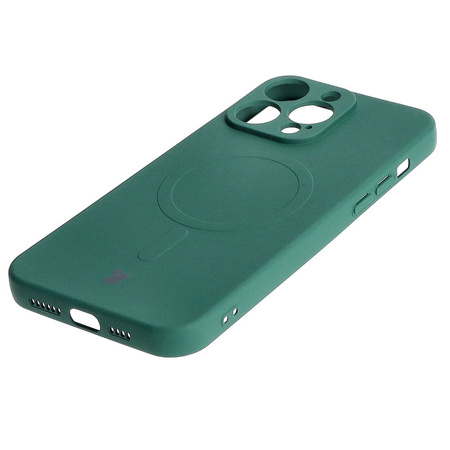 Etui silikonowe z pierścieniem magnetycznym Bizon Case Silicone Magnetic do iPhone 15 Pro Max, ciemnozielone
