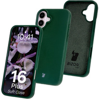 Silikonowe etui Bizon Soft Case do iPhone 16 Plus, ciemnozielone