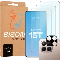 3x Szkło hartowane + szybka na aparat Bizon Glass Clear Pack do Xiaomi 15T